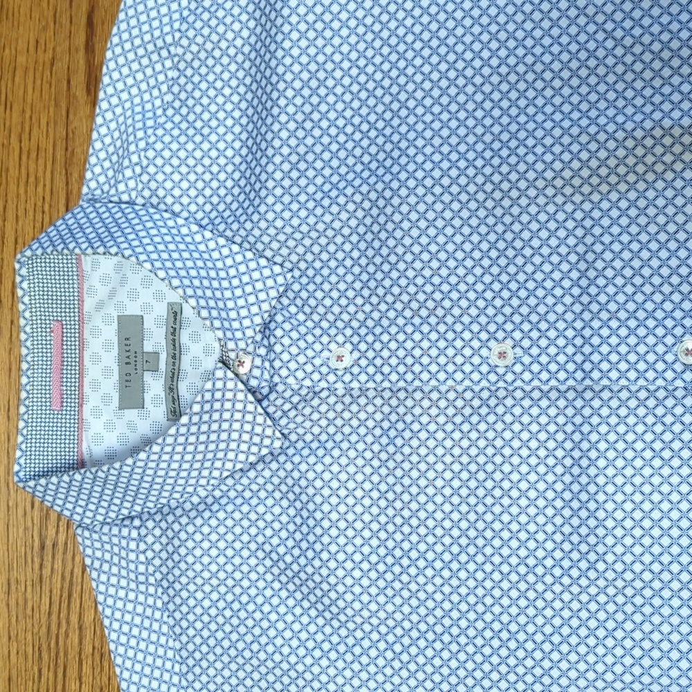 Ted Baker Light Blue Geometric Short Sleeve Shirt